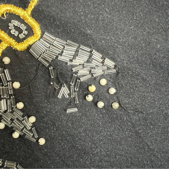 VTG Western Connection Embroidered Top Gray SZ M Beaded Retro Boho Hipster - Picture 7 of 11